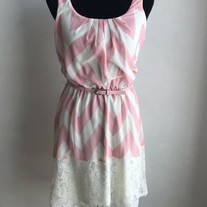Pink and White High Low Lace Dress